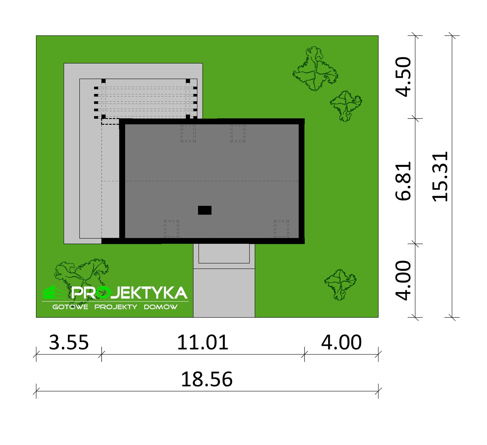 Plan sytuacyjny dla domu 97,96 m²