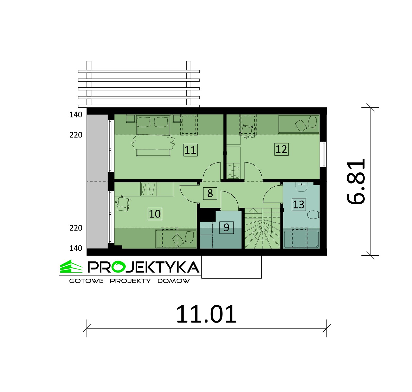 Rzut poddasza domu 97,96 m²